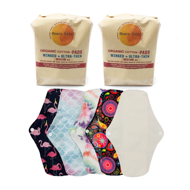 Newest Nature Organic Cotton Cloth Pads Feminine Menstrual Panty Liner Washable Sanitary Napkin