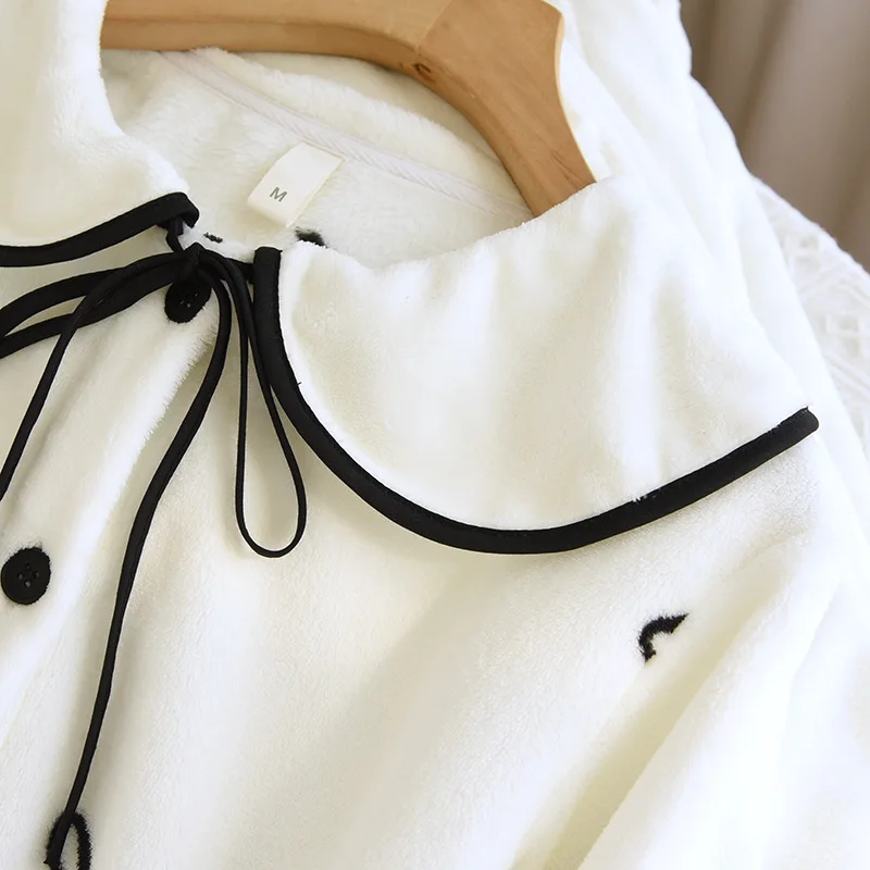 Фланелевой осенне-зимний комплект одежды для сна женщин с утолщенным и теплым