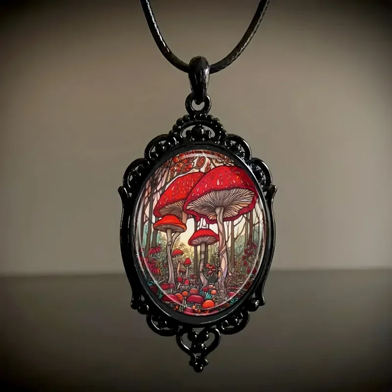 1 шт. модная Элегантная стеклянная цепочка с подвеской в виде красных грибов
