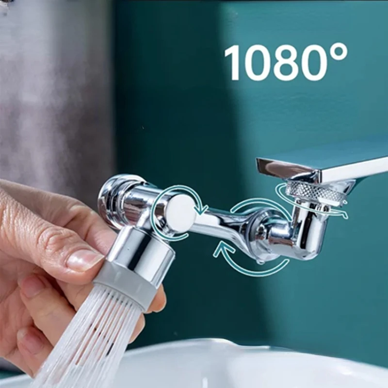 

Universal Splash-proof Faucet 1080-degree Lift Rotary Bubbler Bathroom Wash Extendable Mechanical Arm Faucet Extender