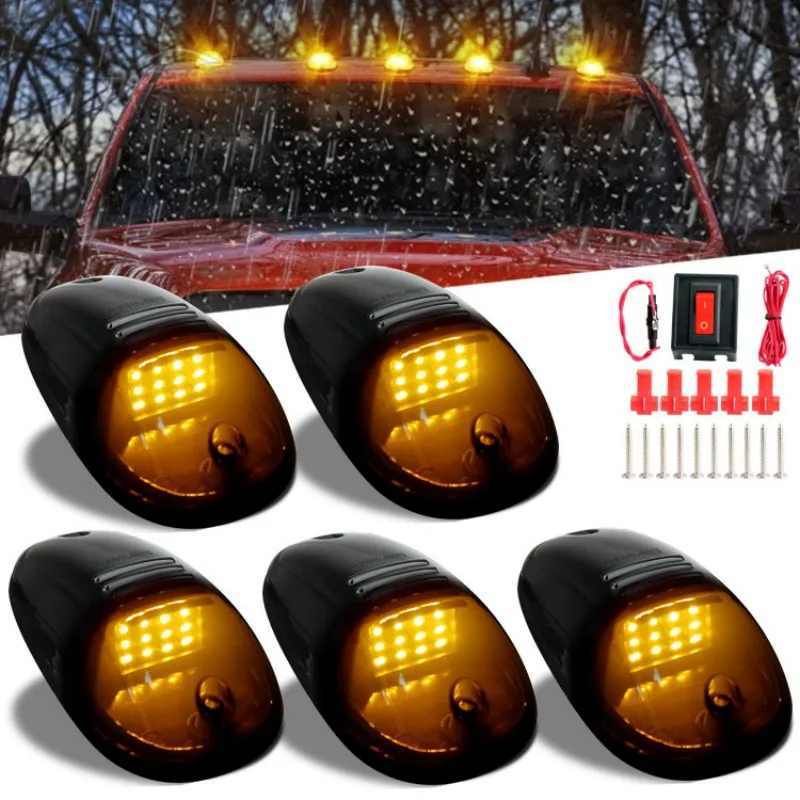 

5pcs Cab Roof Top Marker Running Car LED Lights Lamp Black Smoked Lens Bulbs Signal Cabus Truck SUV 4x4 9 Room Led Accessories