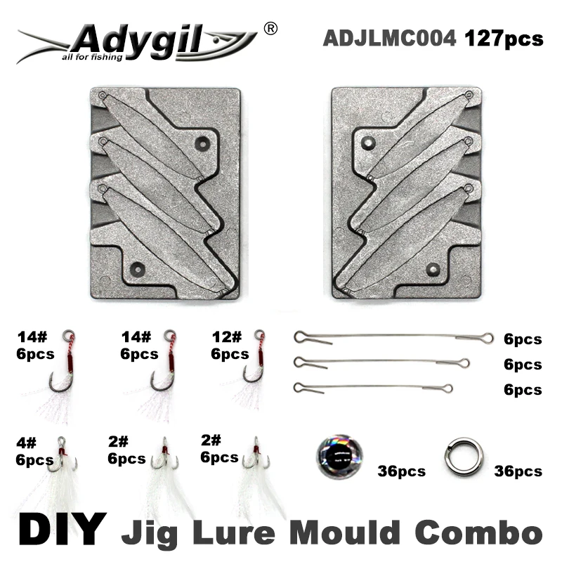 Adygil DIY Рыбалка 127 шт металлическая приманка форма комбо 1oz 1,1/4oz 2oz 3 полостей