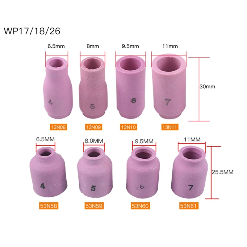 

TIG Torch Accessories Consumables Gas Nozzle Tungsten Needle Diversion Burner Cover Temperature Resistant O-Ring Set