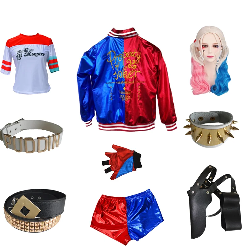 Party Carnival Harleen Quinzel Adult and Girls Cosplay Costumes T Shirts Tops Outerwear Accessories Wig |