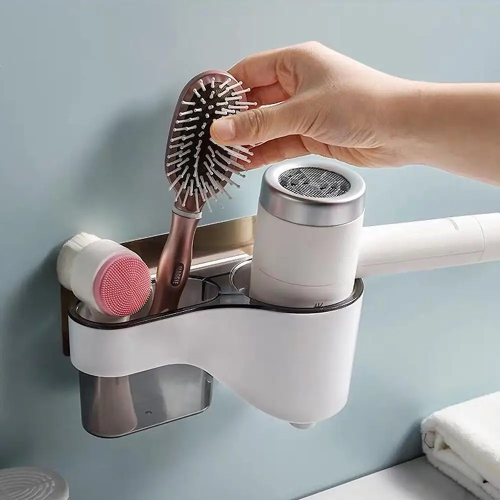 

Free Punch Hairdryer Rack Wall Mounted Storage Shelf Organizer Hair Dryer Racks Toilet Hairdryer Holder Bathroom Accessories