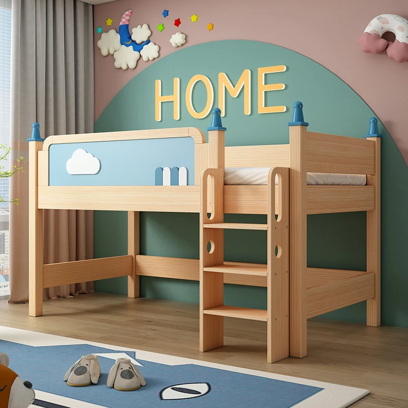 Мебель для спальни детская кровать из цельной древесины односпальная мальчиков