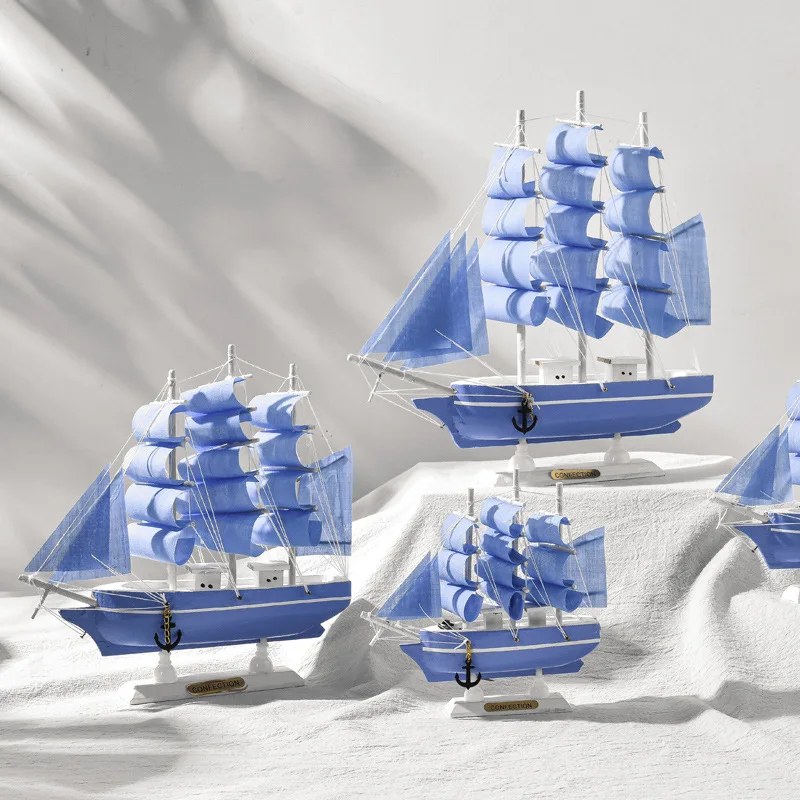 

2022 Ins Wooden Sailing Creative Decor Art Crafts Ship Model Mediterranean Style Nautical Home Desktop Ornament Kids Toys Gifts