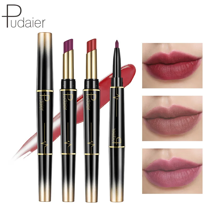

Multi-purpose Dual-head Two-color Lipstick Rotating Automatic Lip Liner Matte Moisturizing Lipstick