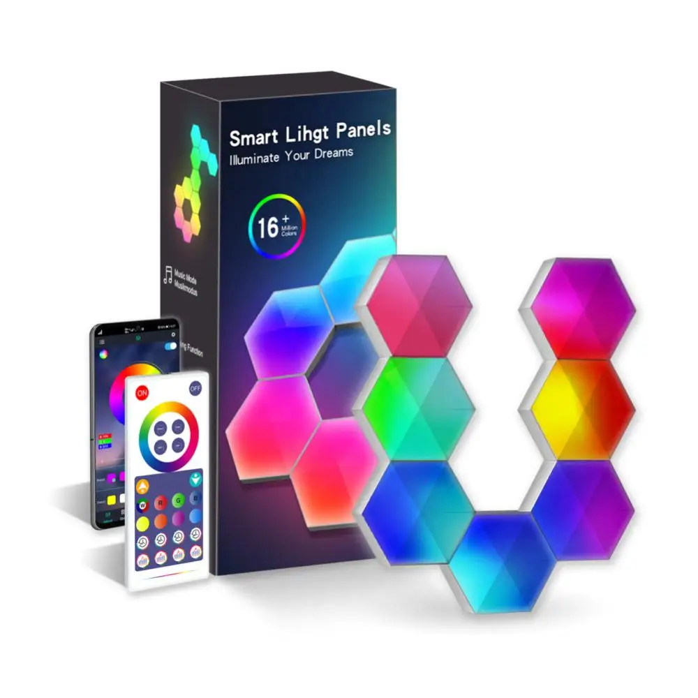 

Tuya Smart RGB LED Wall Light Panels Rhythm Sync Work with Alexa, Home Wirless APP IR Remoter Control Smart Lighting