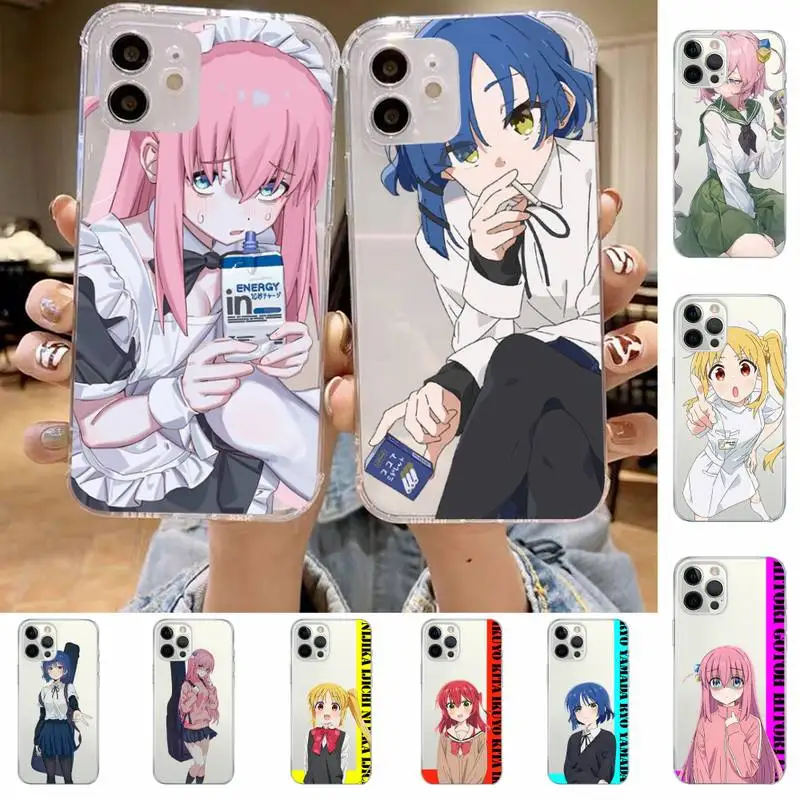 

Cartoon BOCCHI THE ROCK Anime Phone Case For iPhone 14 13 12 11 Pro Max Mini X Xs XR 6 7 8 Plus SE 2020 Transparent Case