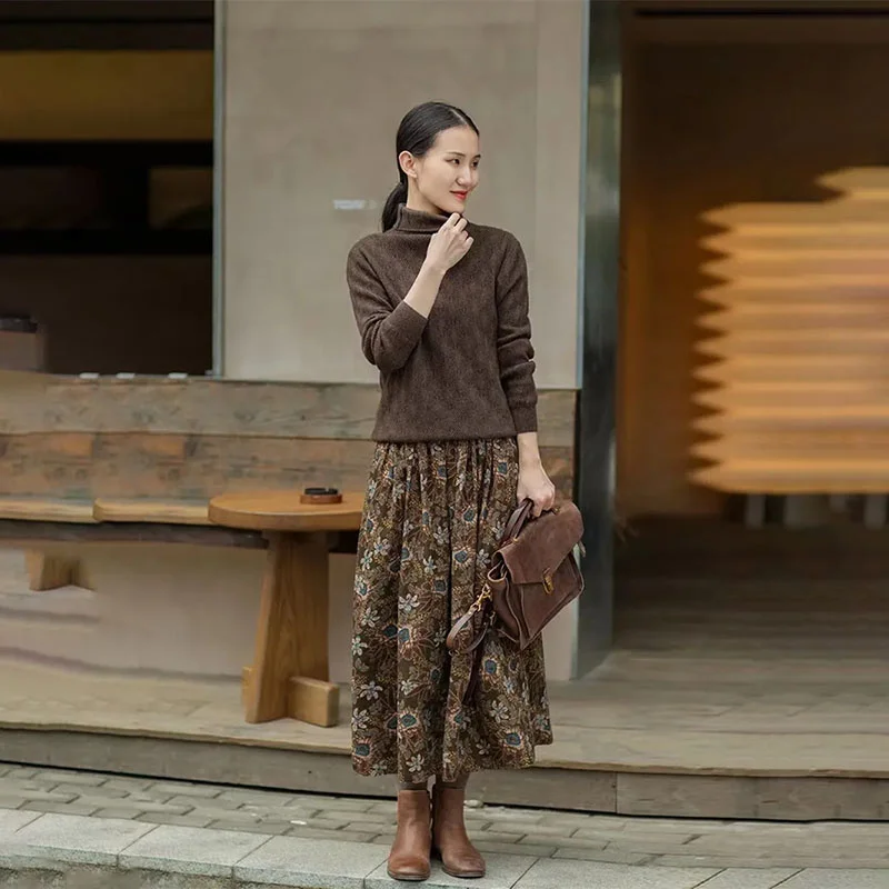 2024 весенне-осенняя новая юбка женская из 100% хлопка с эластичной резинкой на талии