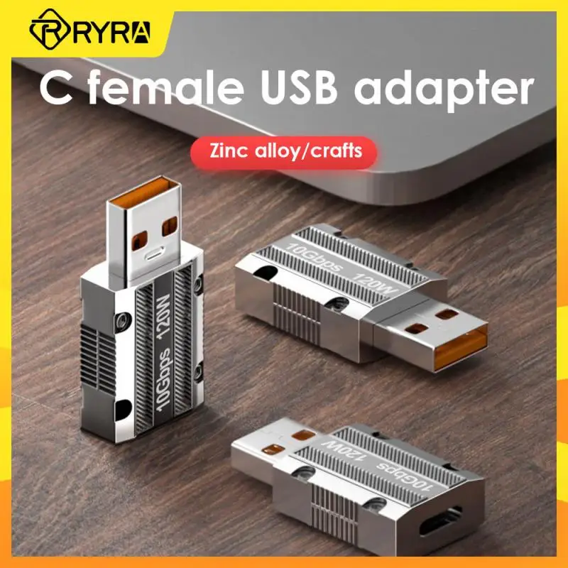 

RYRA Zinc Alloy PD 120W USB 3.0 Adapter Type-C Female To USB Male Fast Charging Converter 10Gbps OTG Data Transfer Connector