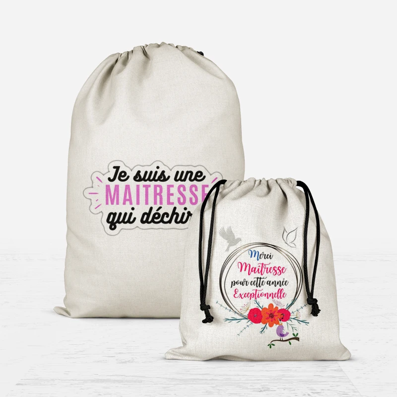 

Linen Cloth Drawstring Storage Bag Super Maitresse Astem Teacher's Day Graduation Gift Jewelry Packing Organizer Pouch