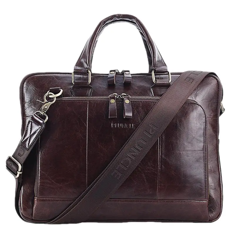 Luxury Genuine Leather Men Briefcase Business HandBag Retro Crossbody Shoulder Bag Large Capacity Laptop Bag For Male