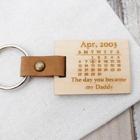 personalized calendar keychain gift for new dad custom any date calendar keychian wooden daddys keychain fathers day gift