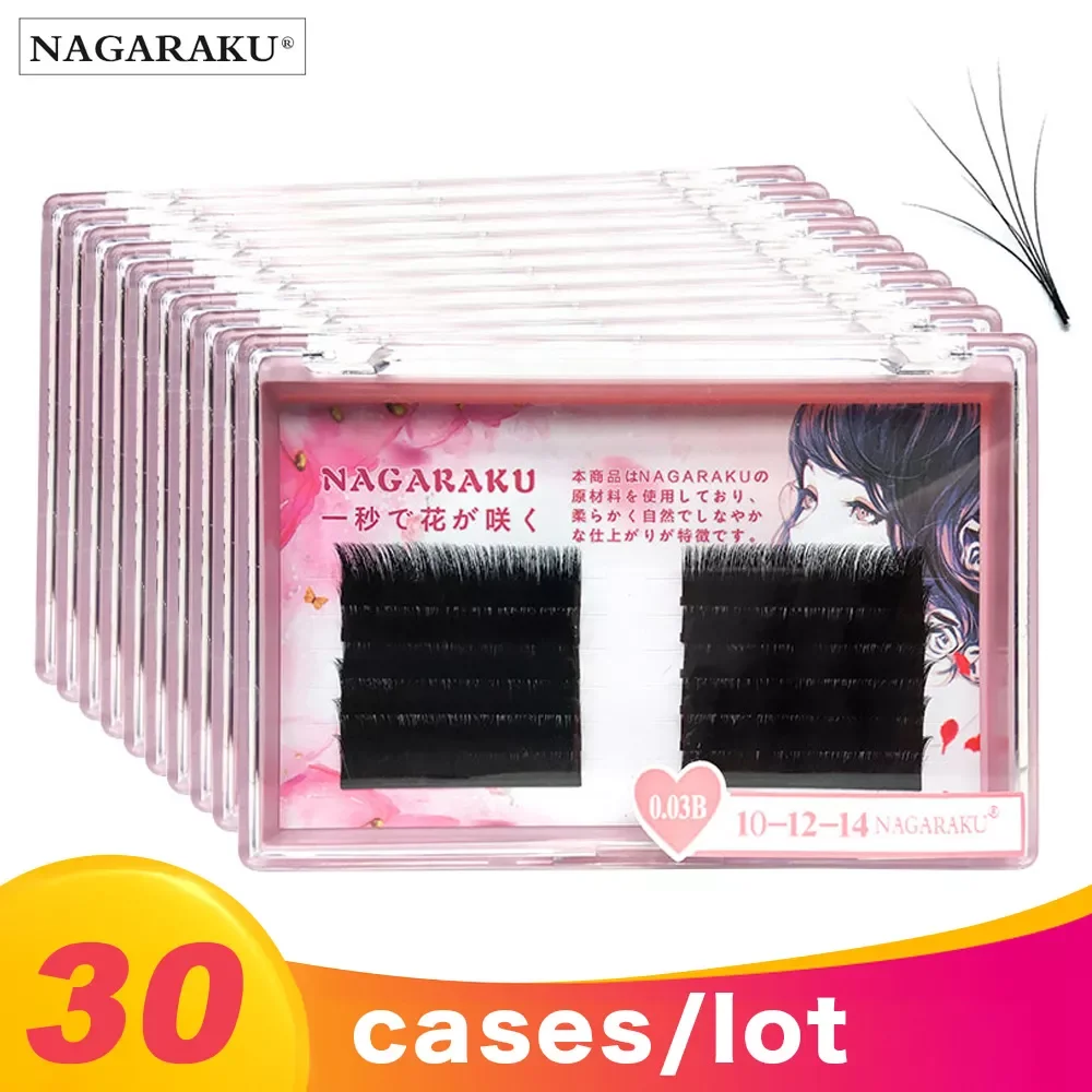 

NAGARAKU 30 Cases/Lot 7-17mm Auto Fans Lashes Easy Fanning EyeLash Individual Eyelash Extension 1s Blooming Faux Mink Lashes