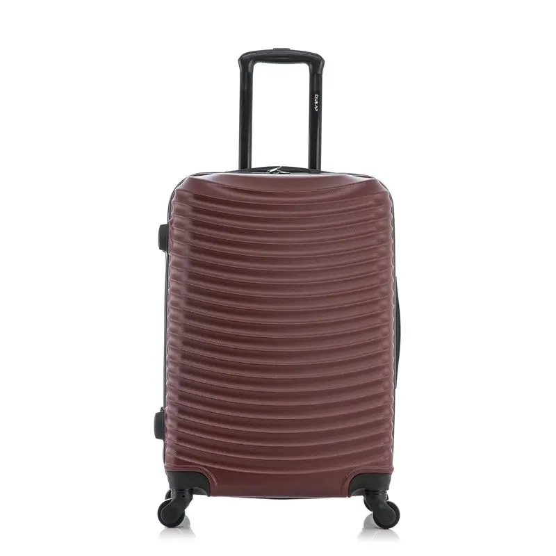 Adly 24-inch Lightweight Hardside Spinner Checked Luggage  Wine