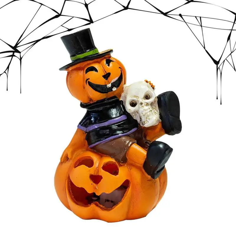 

LED Pumpkin Lights Skull Pumpkin Design Statue Light Portable LED Flickering Flameless Night Light For Garden Bedroom Bar Indoor