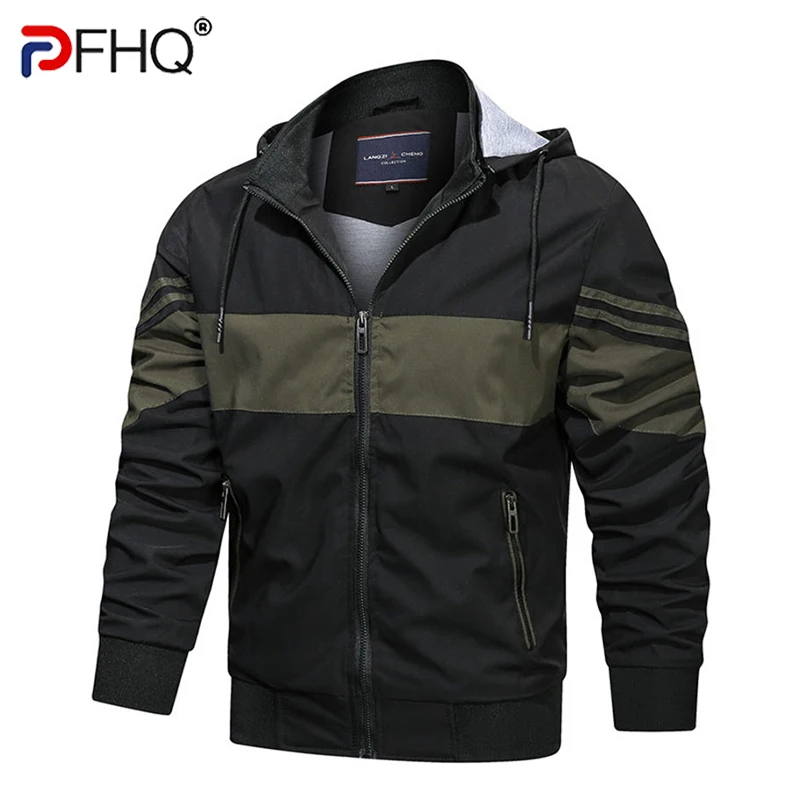 

PFHQ 2023 Patchwork Color Autumn Winter New Men's Casual Hoodies Sports Coat Jacket Techwear Male Windbreaker Clothes 21B1328