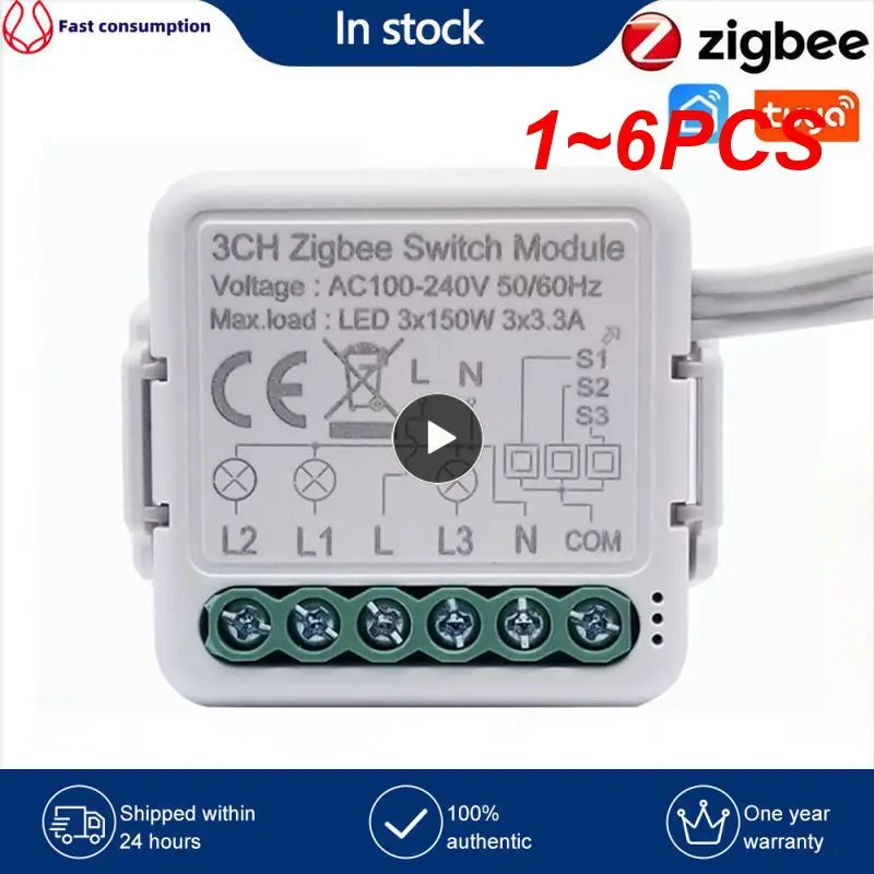 

Модуль переключателя Tuya Smart ZigBee 3,0, 1-6 шт., 10 А, умный дом, «сделай сам», выключатель 1, 2, 3, 4 клавиши, поддержка 2-стороннего управления, работает с Alexa