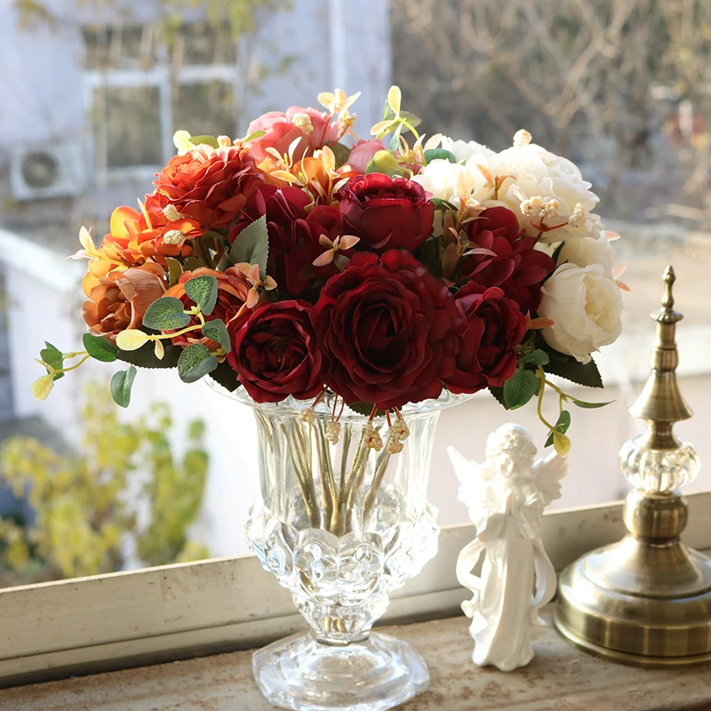 Искусственные цветы винтажные искусственные Гортензия пион свадебные