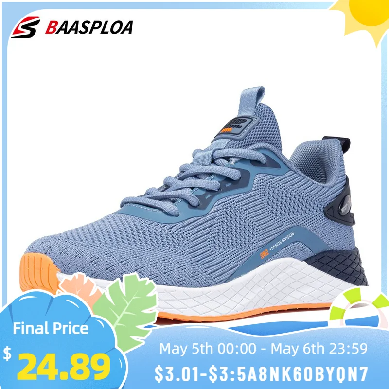 Baasploa Men Sneakers 2023 Fashion Breathable Tennis Male Casual Running Shoes Non-Slip Knit Lightweight Walking Shoes