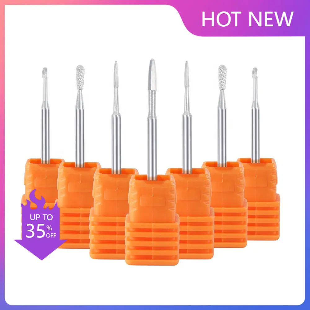 

3/32" Tungsten Carbide Nail Drill Bits Safety Milling Cutters for Cuticle Clean Under Nail Cleaner for Electric Nail File Tools