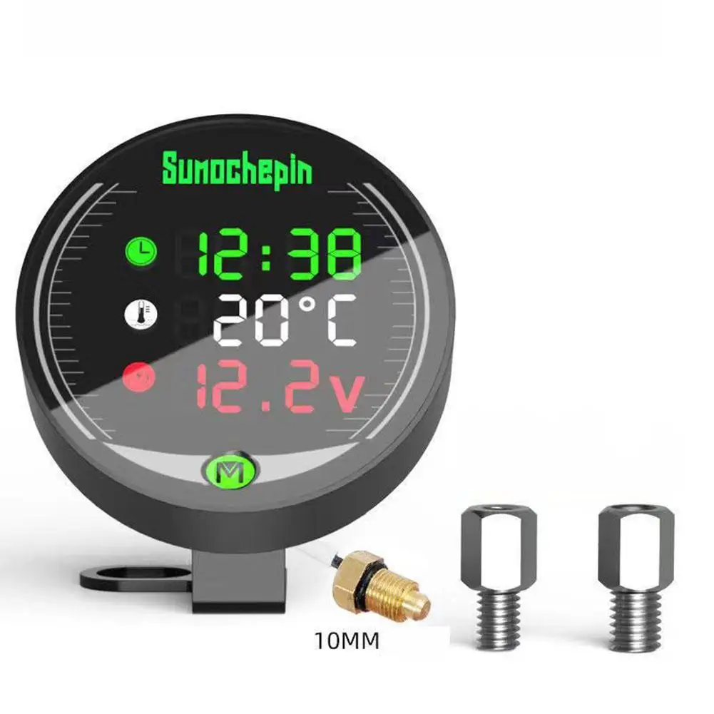 

9-24v Motorcycle Voltmeter Temperature Gauge Electronic Lcd Display Voltage Meter for Car Motorcycle Boat Yacht Voltmeter