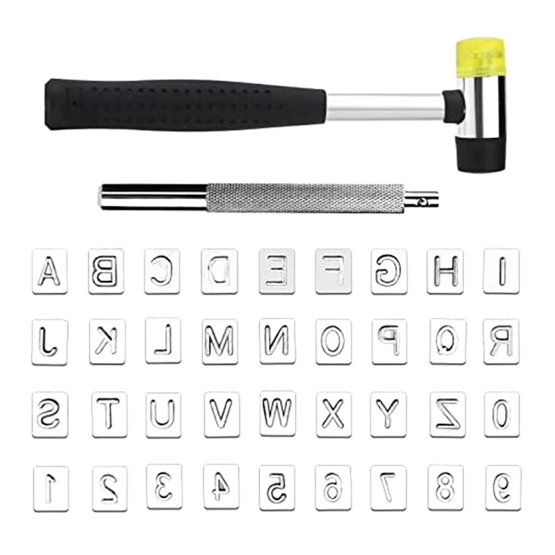 Набор инструментов для штамповки кожи BMBY-36 шт. букв и чисел резиновый молоток