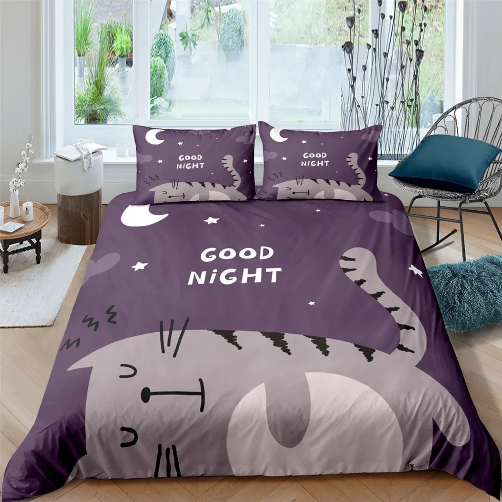 

Bedding Decor Comfortable Bedding Sets Polyester 3D Cat Bedclothes Duvet Cover Double /Full /Twin/ Queen/ King Size