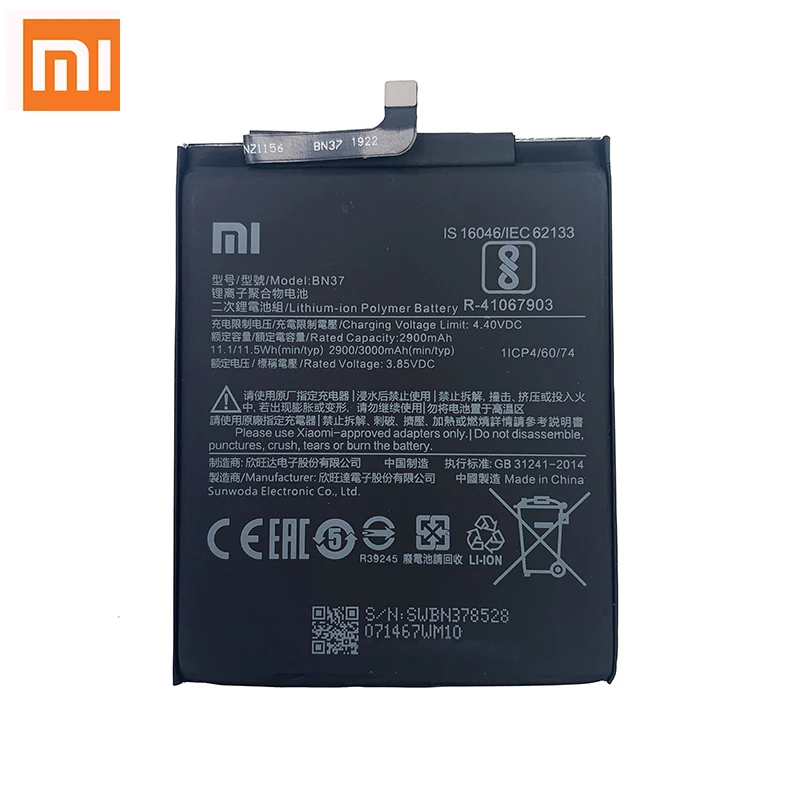 xiao mi original battery bn37 3000 mah for xiaomi redmi 6 redmi6 redmi 6a high quality phone replacement batteries free global shipping