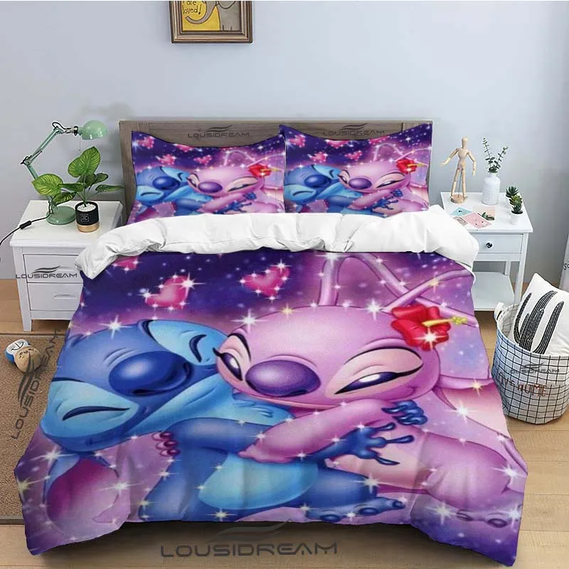 Stitch Bedding Set Cute Lovely  Duvet Cover Comforter Bed Single Twin Full Queen Youth Kids Girl Boys Gift