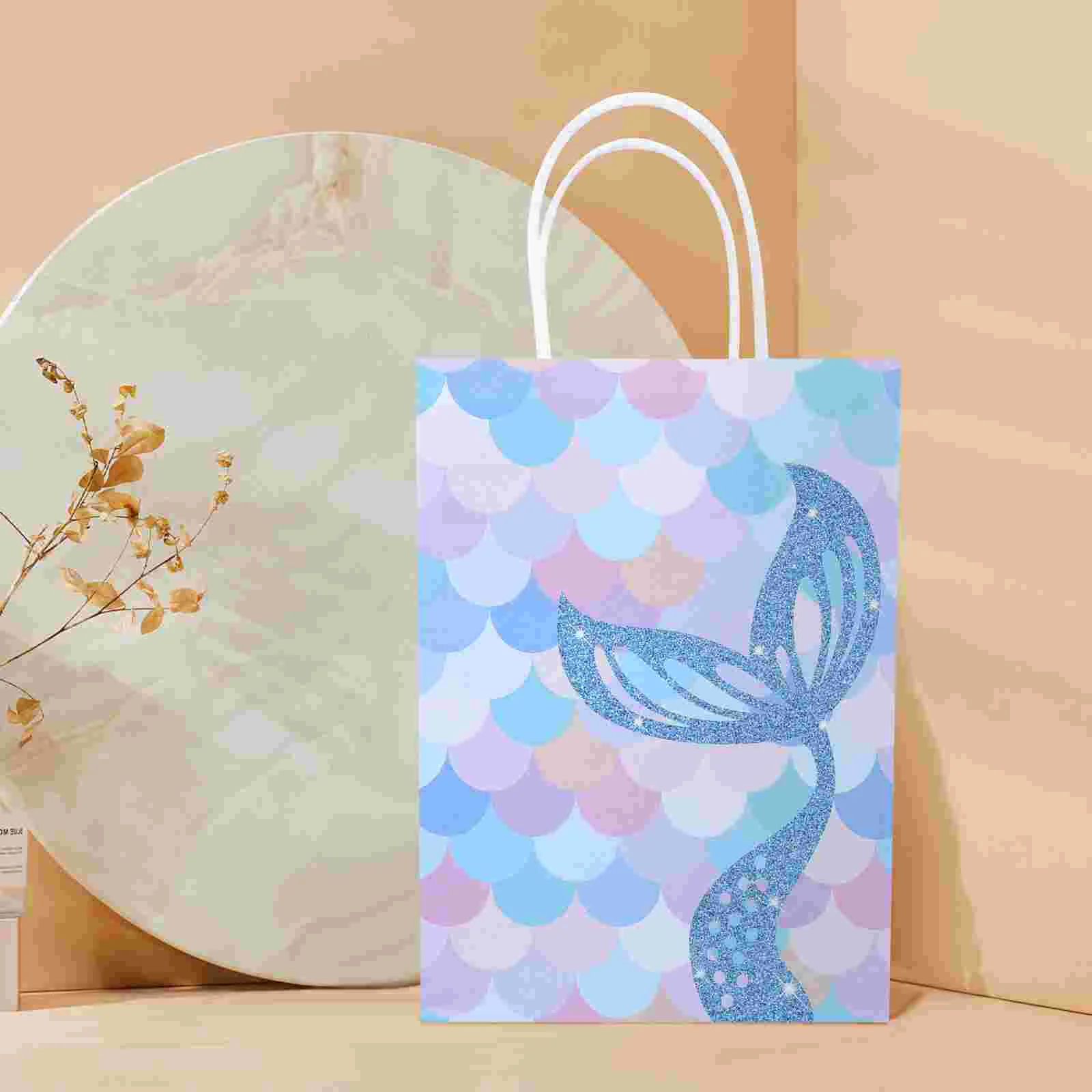 

10 Pcs Birthday Bag Gift Pouches Cartoon Patterned Pouches Candy Gifts Party Bags Kraft Paper Princess Treat Goodie