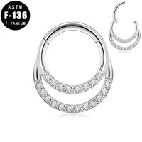 astm f136 titanium piercing ear tragus cartilage helix lip earring zircon moon shaped clicker segment hoop nose rings jewelry