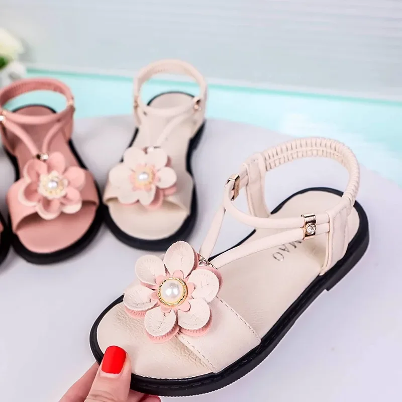 

Flowers Girls Sandals Soft Children's Beach Shoes Fashion Summer Kids Sandals Non-slip High Quality Sweet Princess Girls Sandals
