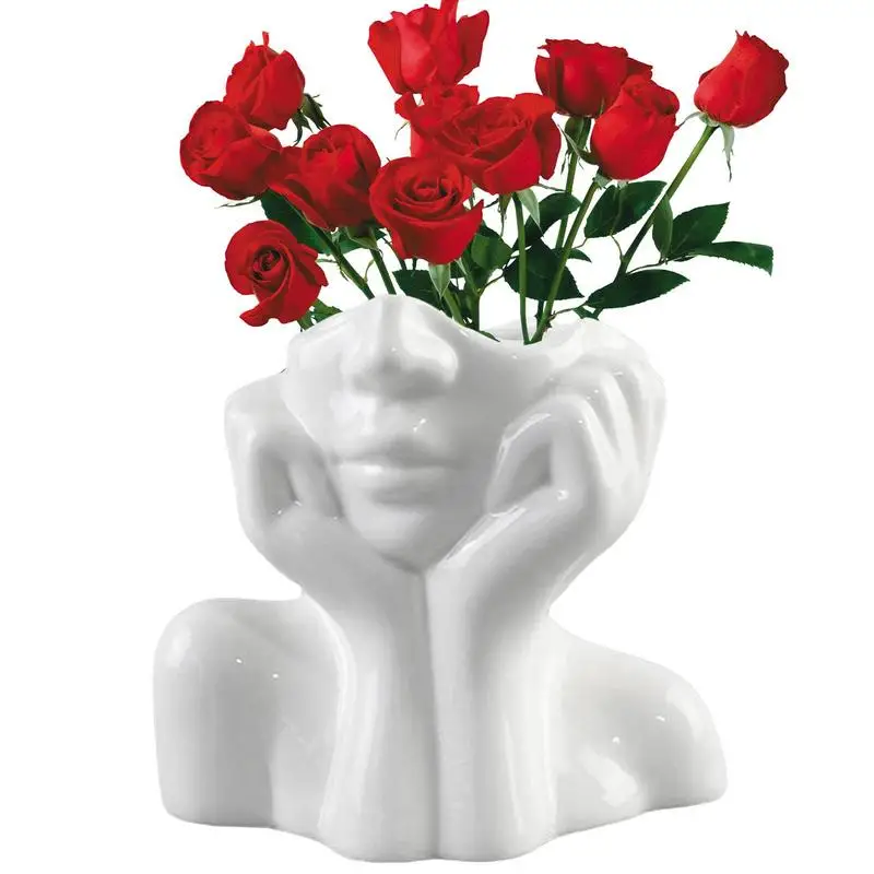 

Ceramic Body Vase Ceramic Face Vase Artistic Head Vase Modern Design Boho Form Accent Pieces Planters For Home Decor Indoor &