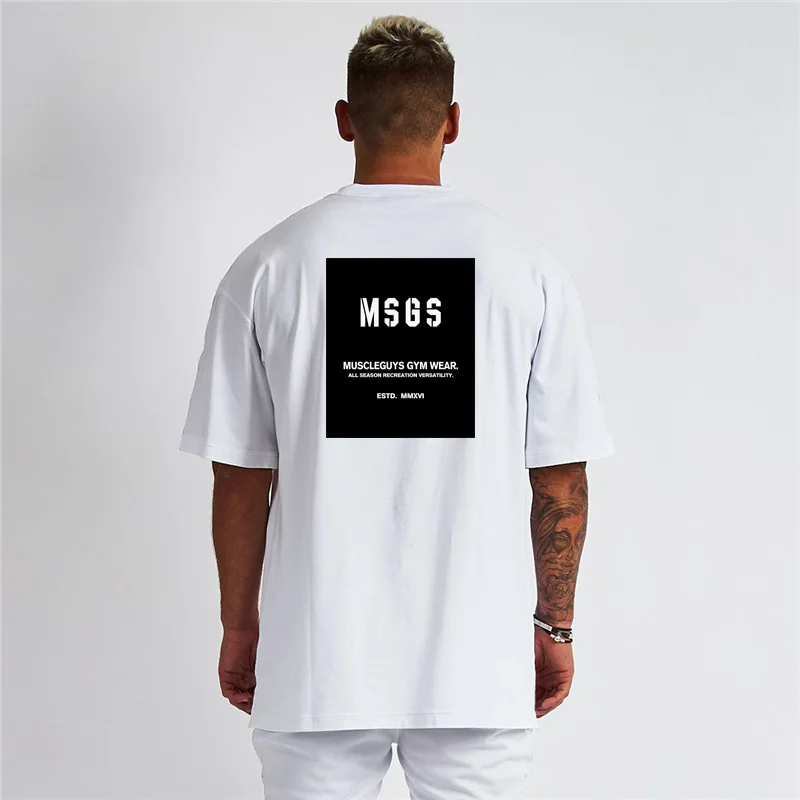 

Men's comfortable Short Sleeve T-Shirt printed on the back Summer Half Sleeve loose Bodybuilding Trend streetwear