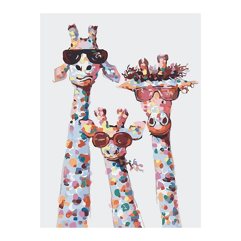 

Картина по номерам на холсте для взрослых, без рамки, сделай сам, жираф, масляная краска для украшения стен дома, 16x20 дюймов