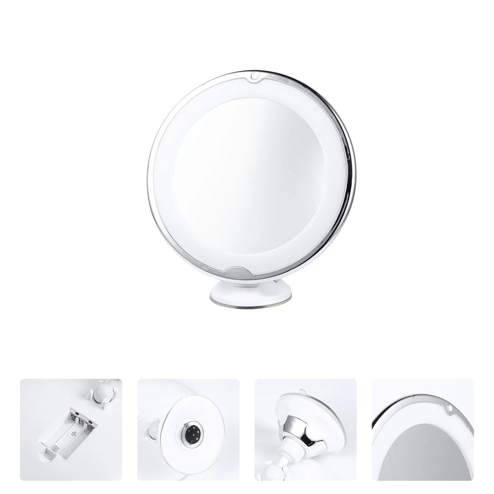

Practical Bathroom Makeup Mirror with Suction Cups LED Light for Women Use