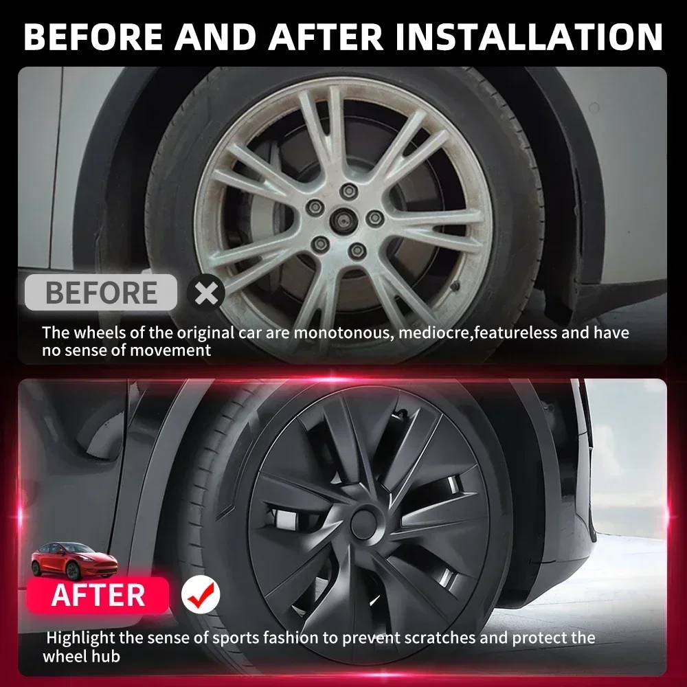 4 шт. 19-дюймовые колпаки для колес Tesla Model Y сменная крышка ступицы колеса полная