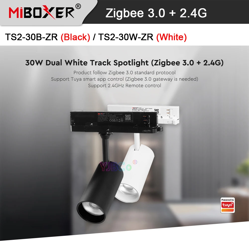 

Miboxer Tuya 30W Dual White Zigbee 3.0 LED Ceiling 2.4G Track Light CCT Spotlight Mi-Light RF Remote/Voice control AC 110V 220V