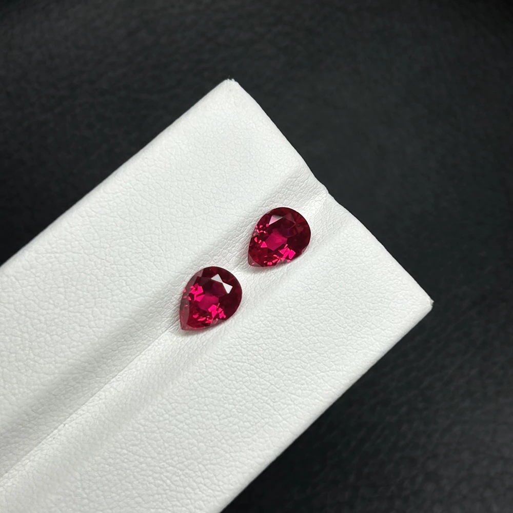 Meisidian Hand Make 6x8mm 1.2 Carat  Drop Shape Loose Gemstone Lab Created Grown Ruby