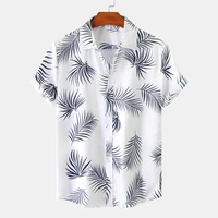 mens summer tropical shirts leaf print button hawaiian shirts quick dry plus size beach travel casual shirts oversized clothing