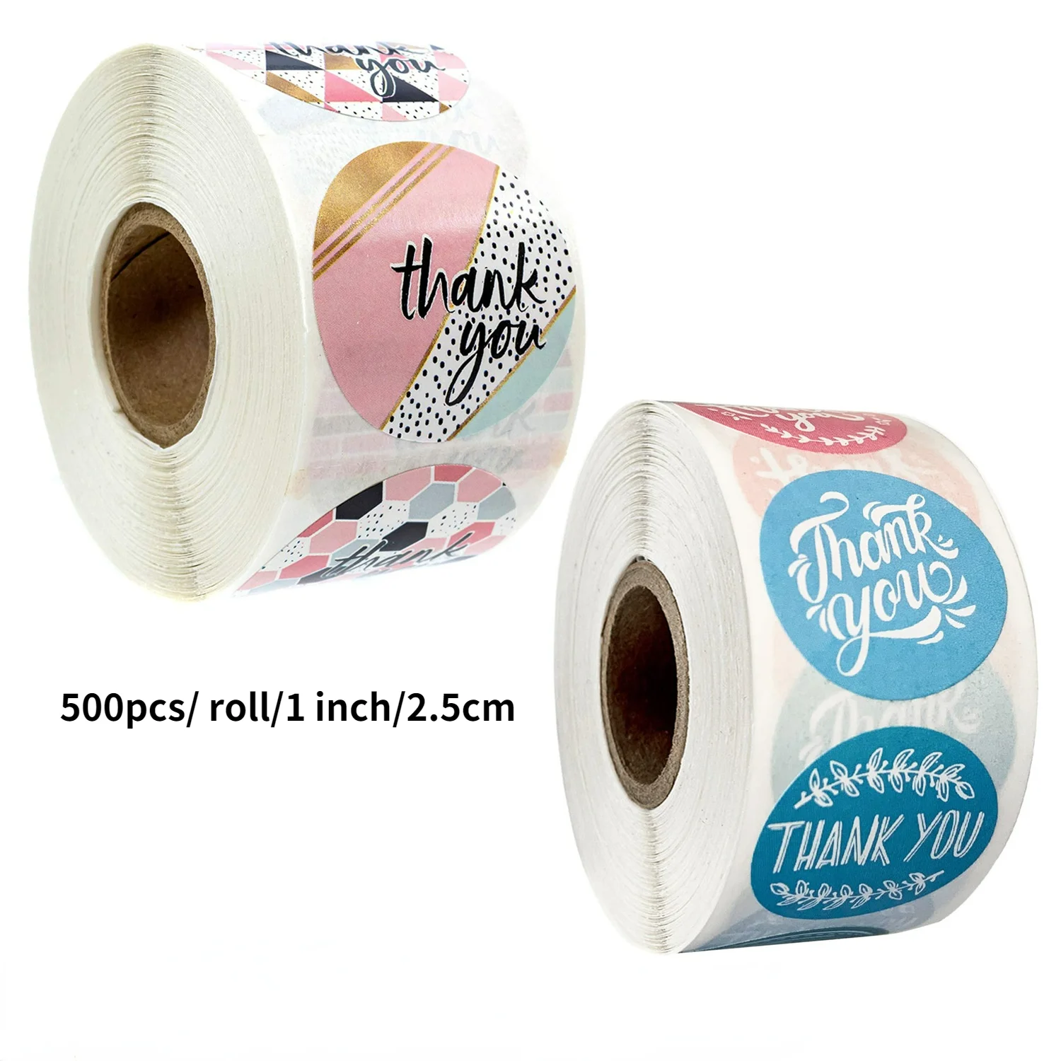 

500pcs/ roll/2.5cm Thank You Stickers Cute Pink Gold Labels For Small Business Or Wedding Gift Decor Sticker Stationery Supplies