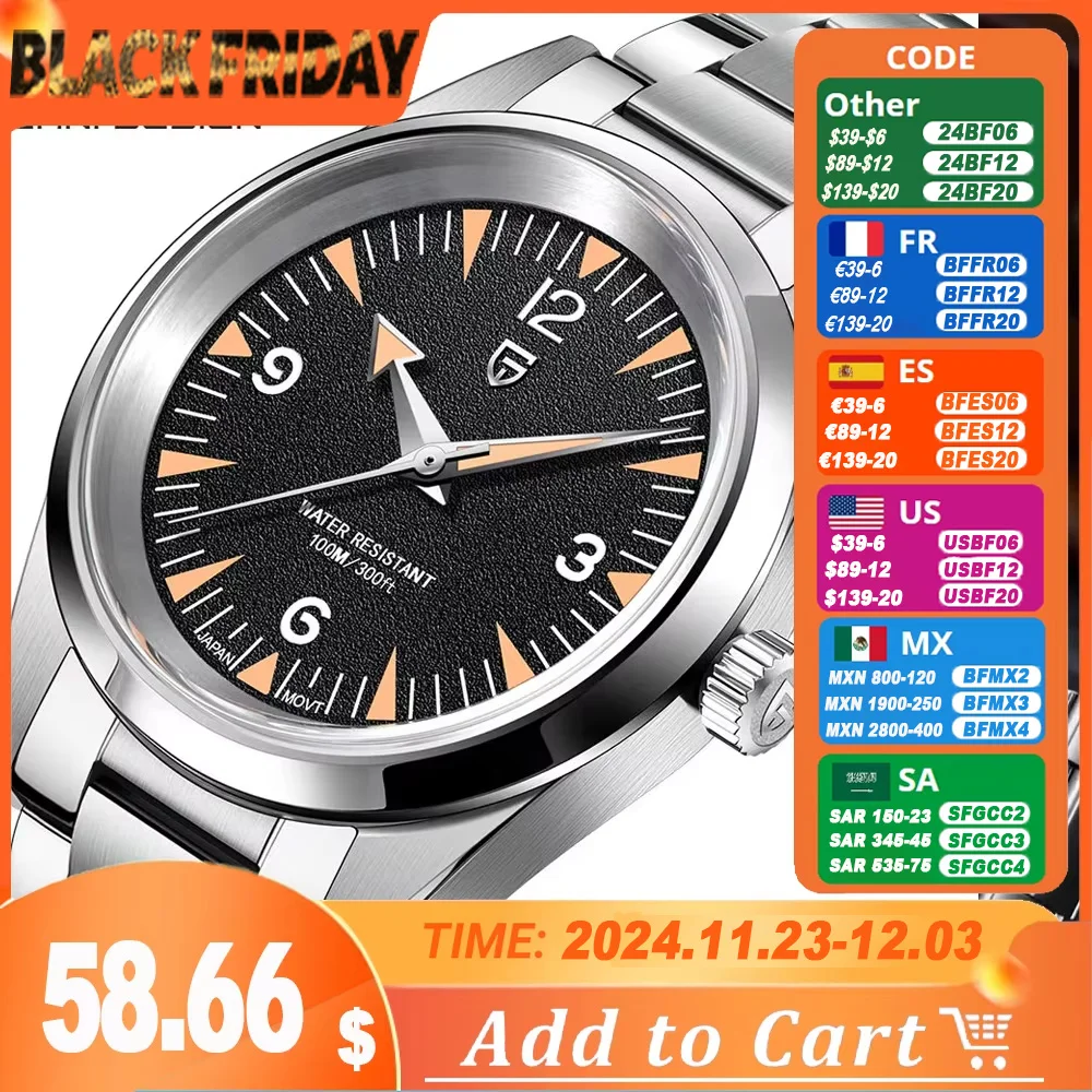 PAGANI DESIGN 2024 Новые 38 мм модные мужские кварцевые часы VH31 с сапфировым стеклом из