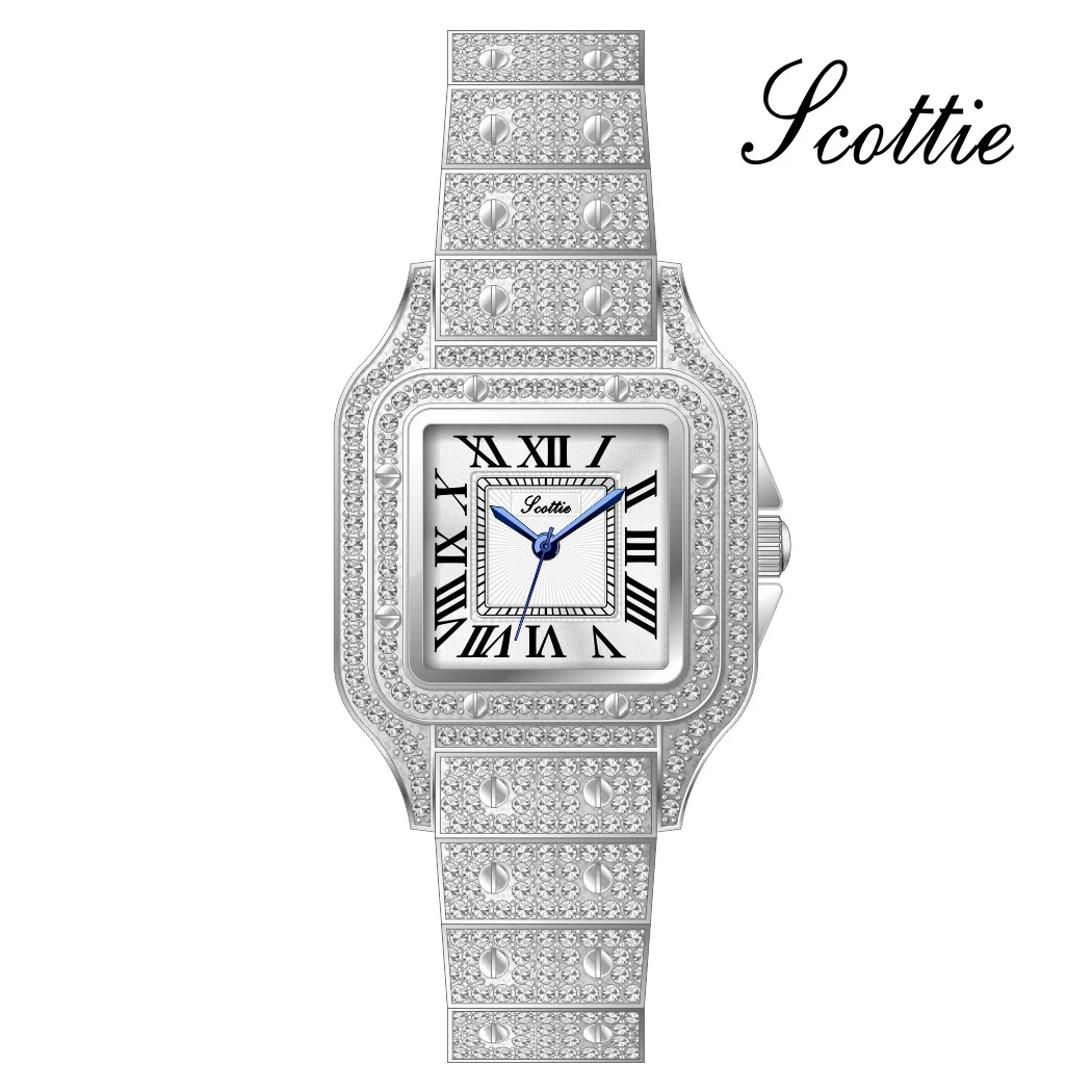 

Scottie Women Square Watch Roman Numerals Female Luxury Rose Gold Sliver Wristwatch Ladies Elegant Fashion Niche Quartz Reloj