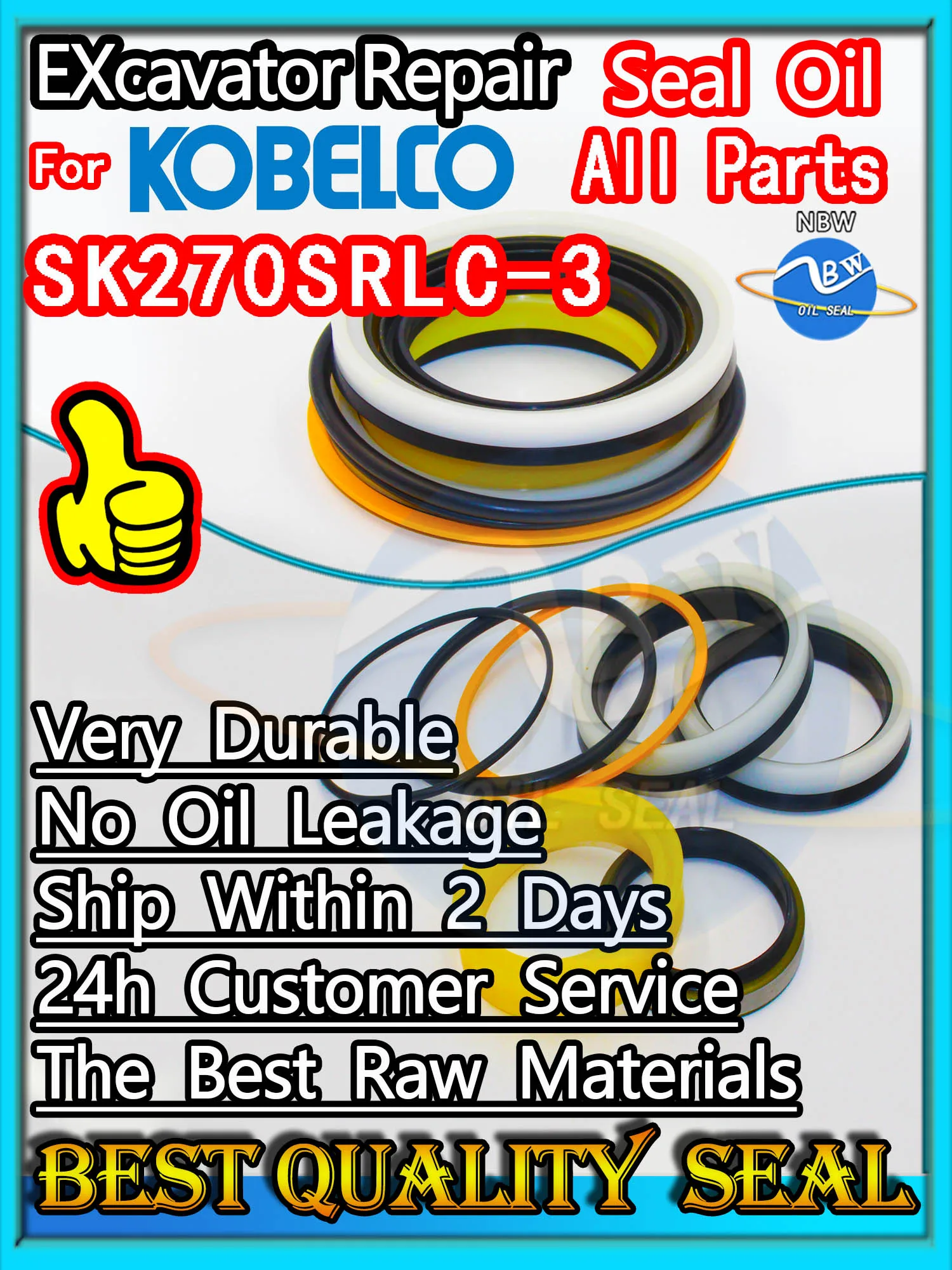 

For KOBELCO SK270SRLC-3 Seal Kit Excavator Repair Oil High Quality SK270SRLC 3 Dust Bushing Control Pilot Valve Blade TRAVEL