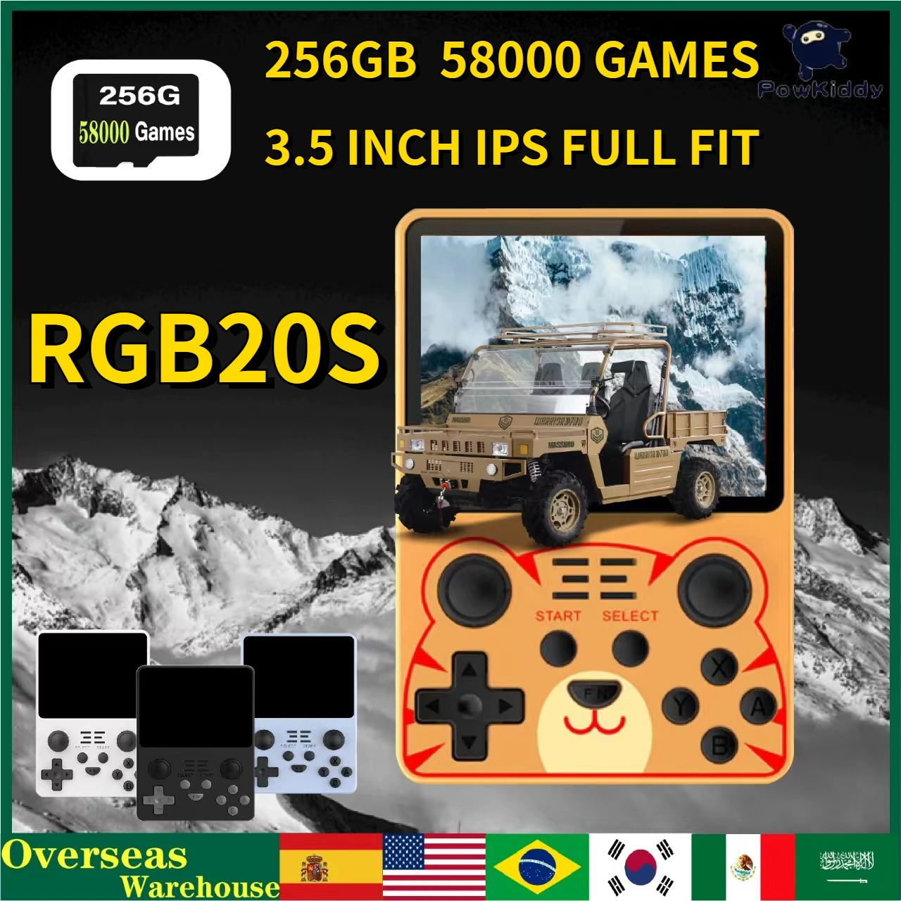 

2023 Powkiddy RGB20S Retro Game Console Open Source System 3.5-Inch IPS Screen Handheld Video Game Console 256G with 58000 Games
