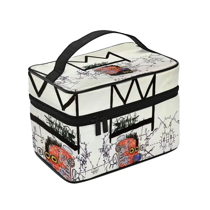 

Custom King Alphonso Toiletry Bag for Women Jean Michel Basquiat Cosmetic Makeup Organizer Lady Beauty Storage Dopp Kit Case