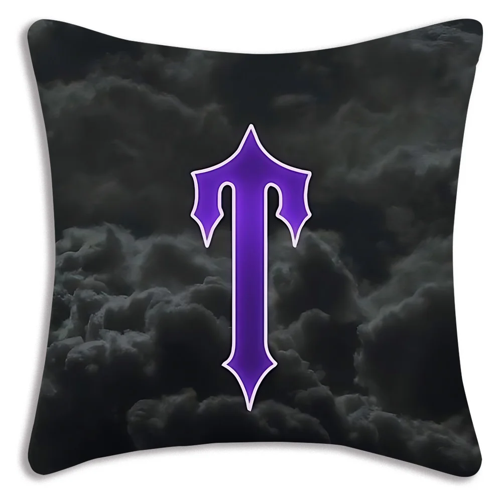 Pillow Covers Cartoon Fashion Letters T-Trapstars Sofa Decorative Home Double-sided Printing Short Plush Cute Cushion Cover
